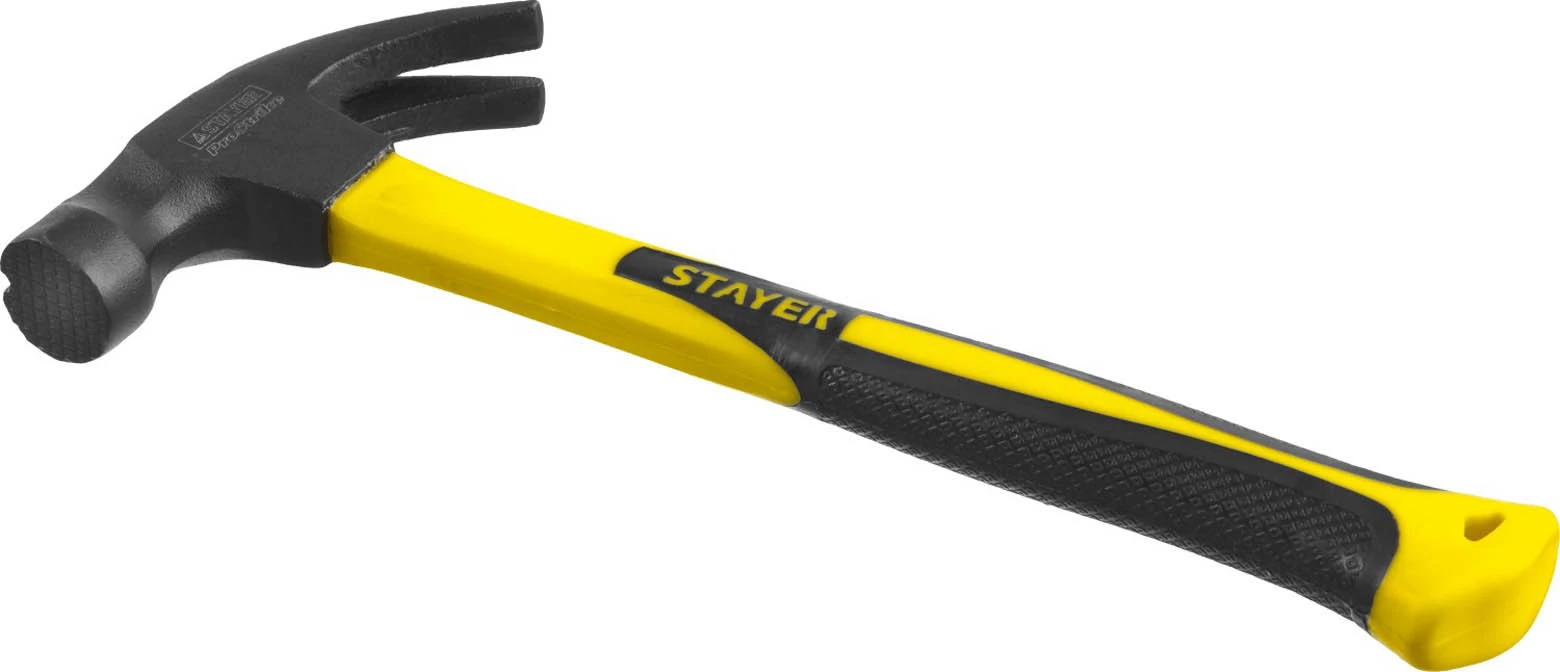 STAYER 450 г, молоток-гвоздодер кованый с магнитом Fiberglass-M 2027-450