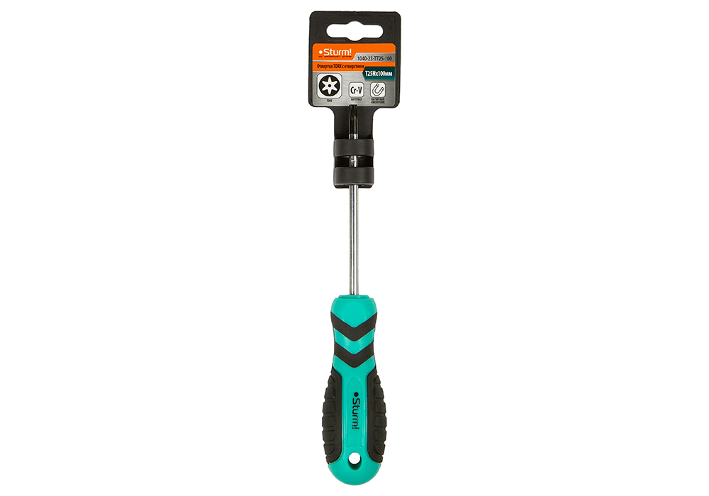 Отвертка TORX TT25H*100мм, с отверстием, CrV магнитный наконечник Sturm!