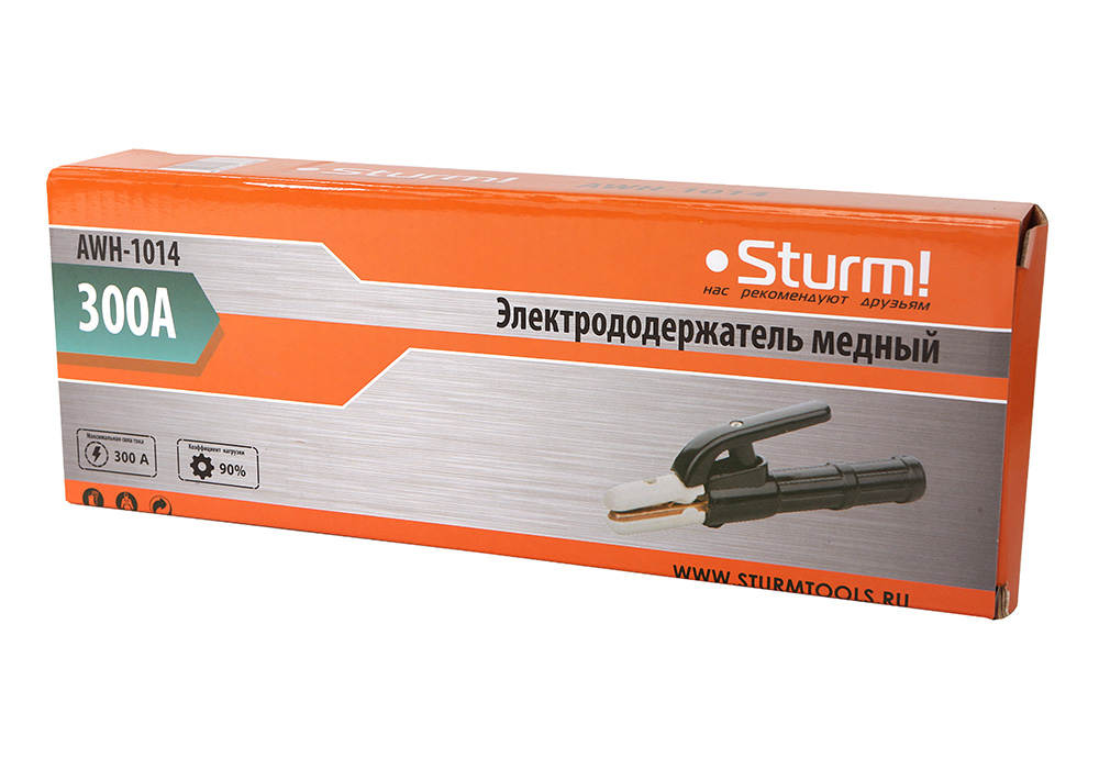 Электрододержатель медный 300А, черный Sturm!