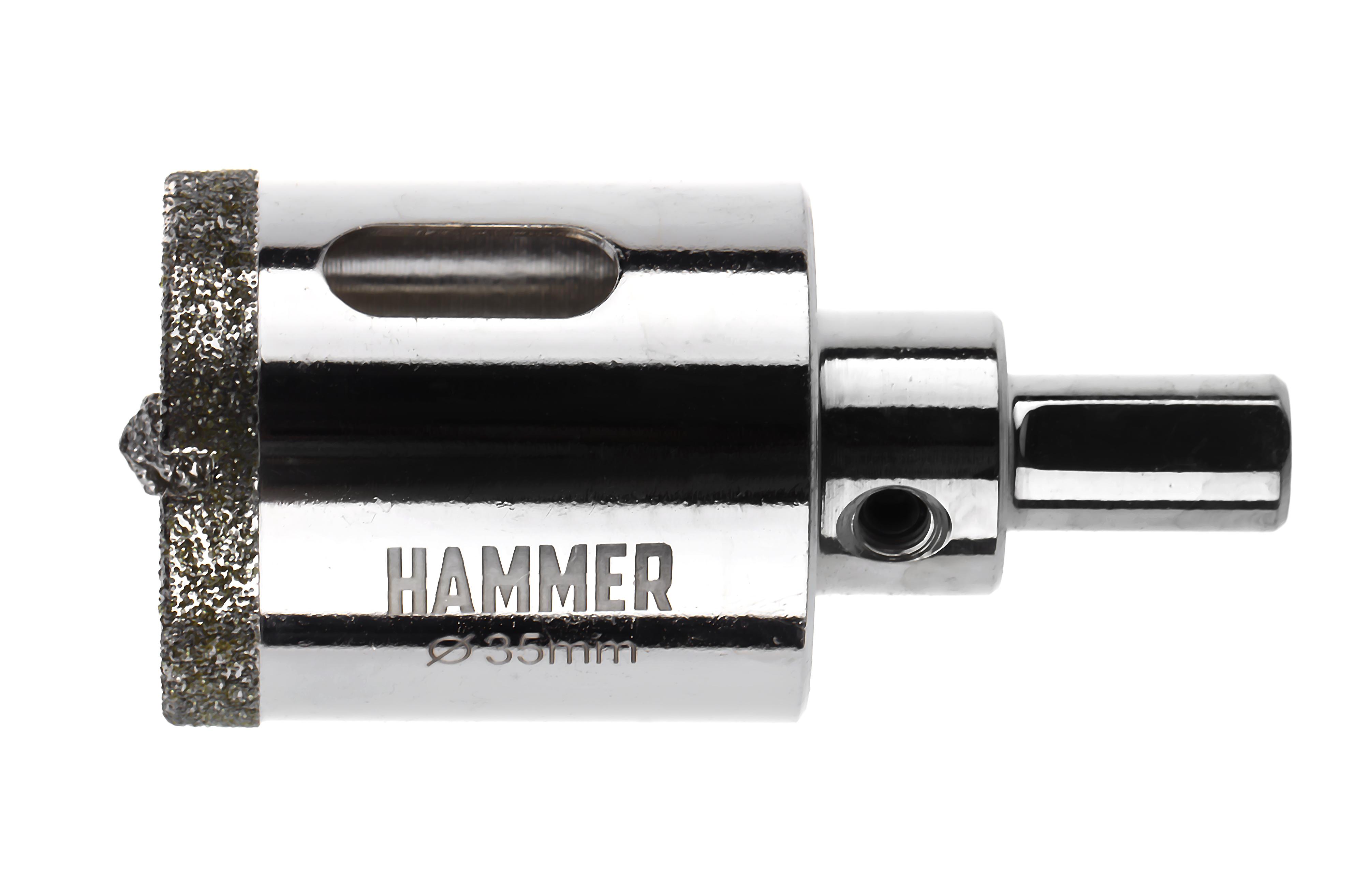 Коронка алмазная HAMMER Ф35мм HEX (DHS 35.0*65/5)