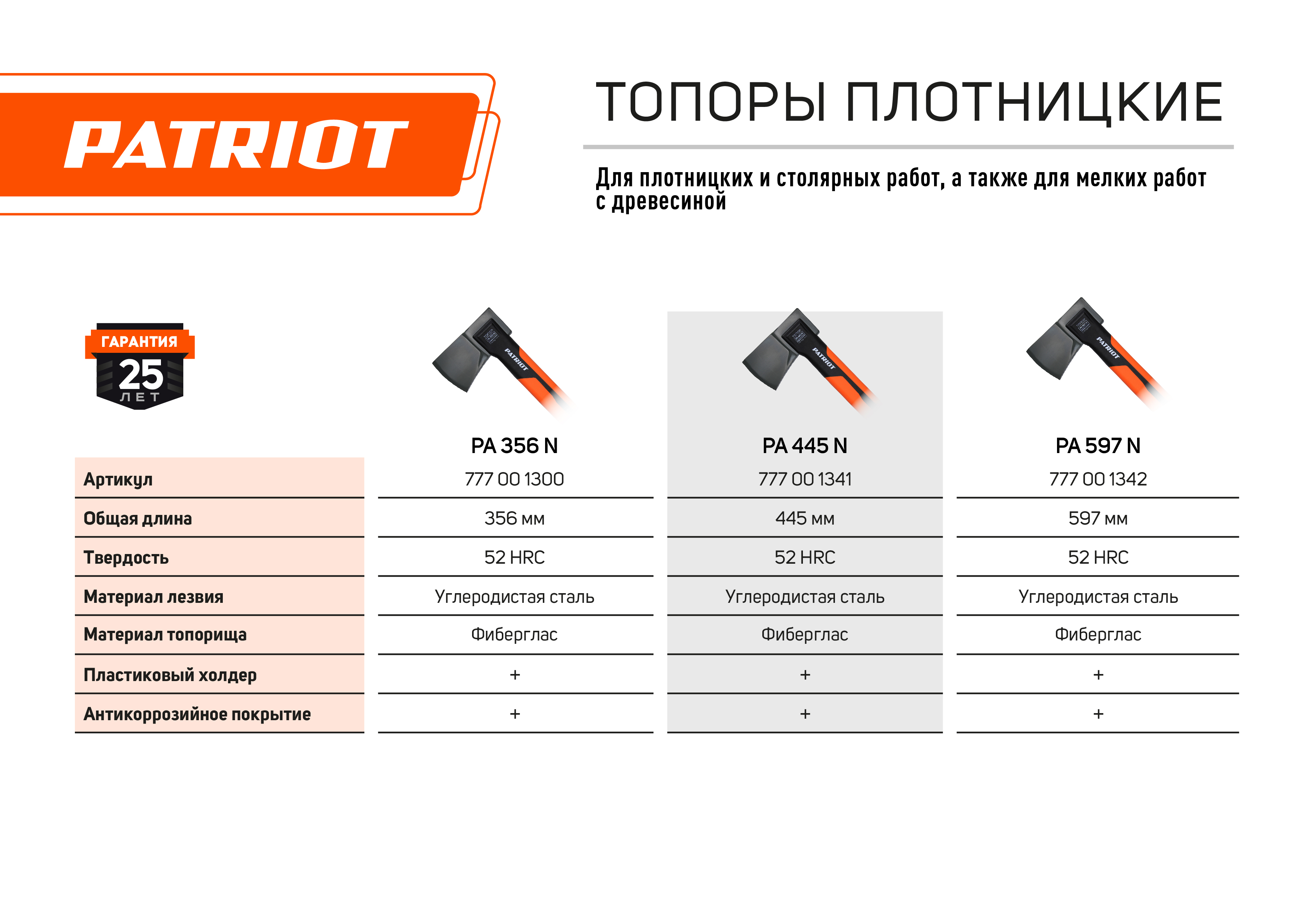 Топор универсальный плотницкий PATRIOT PA 597 N