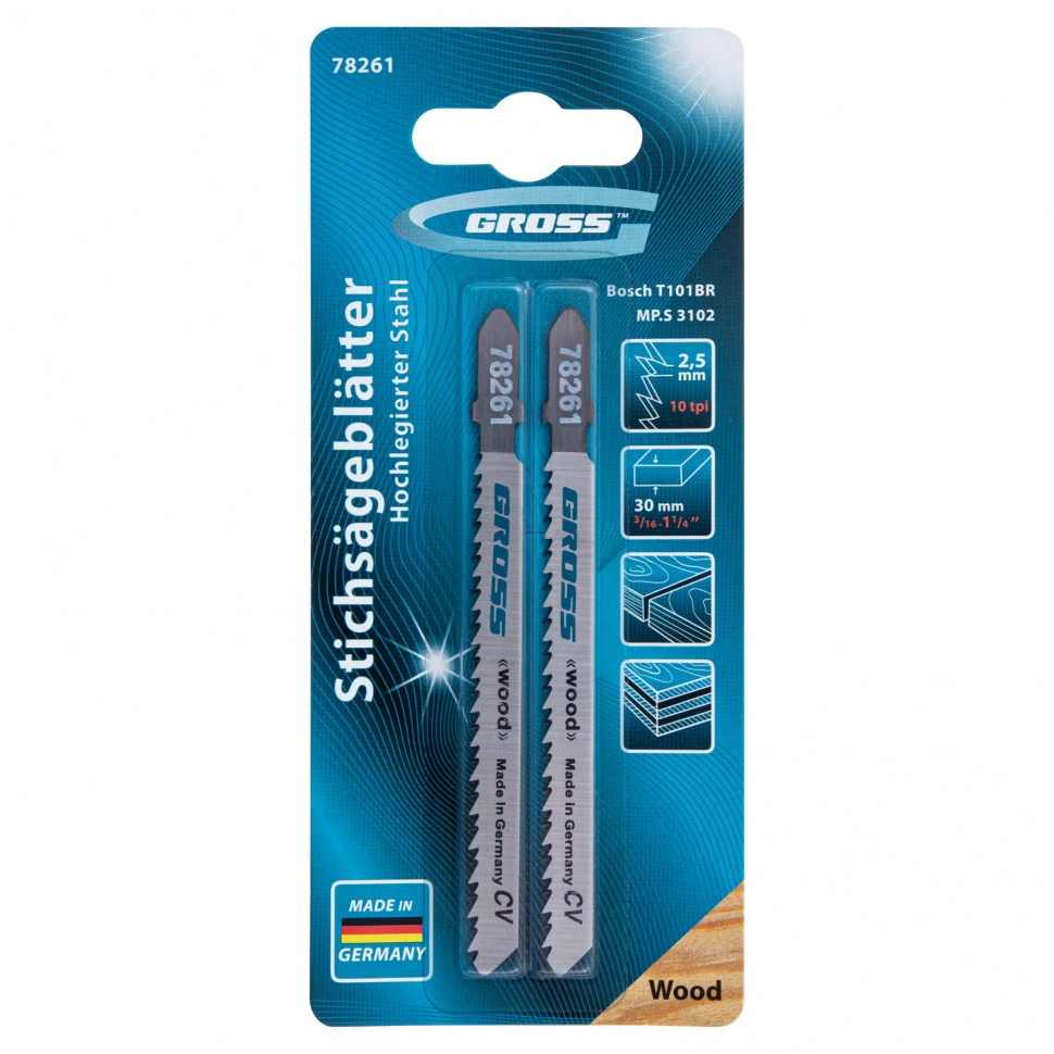 Полотна для электролобзика  по дереву, 2 шт, ( 3102-T101BR ) Gross