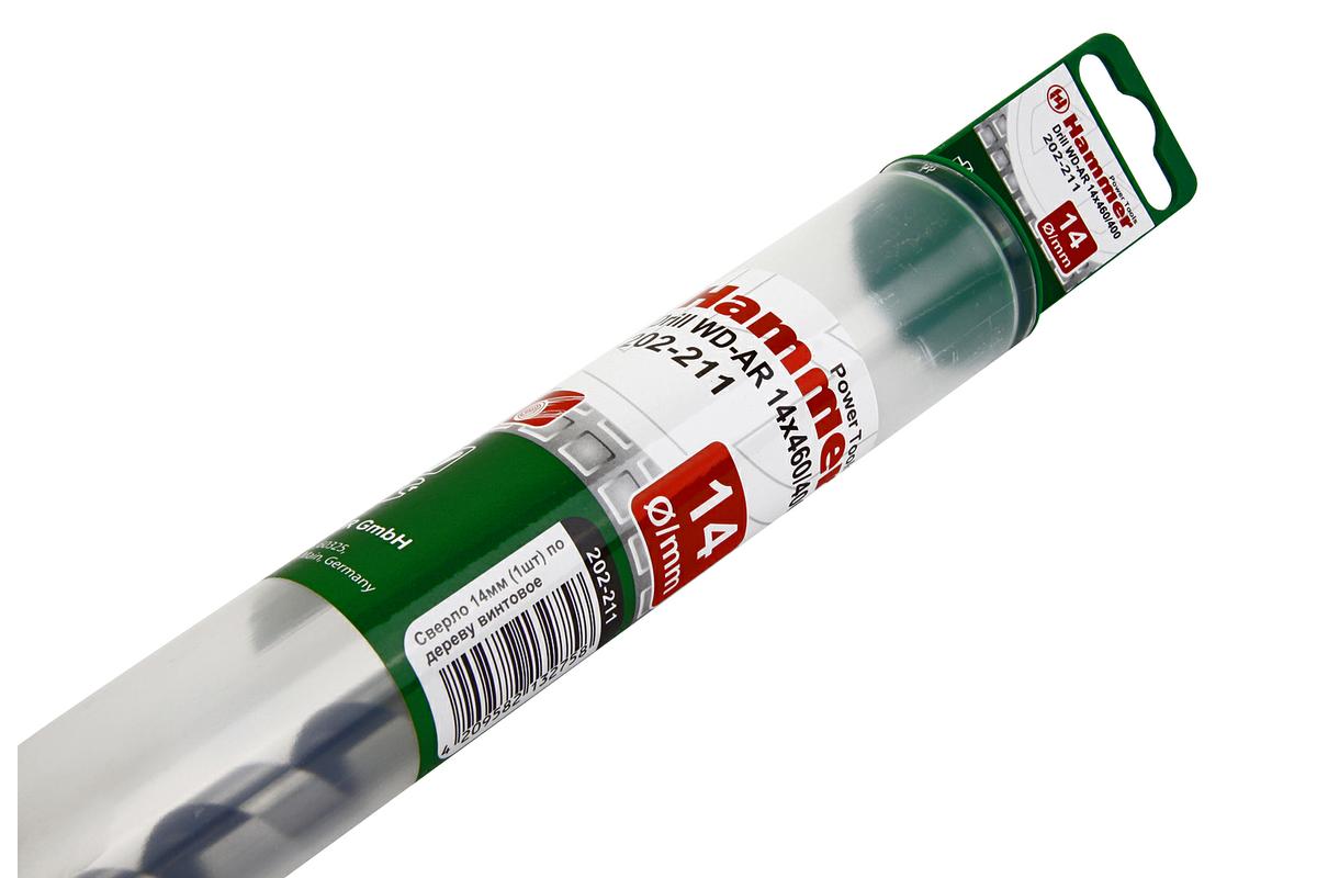 Сверло по дереву HAMMER Ф14х460мм (DR WD AR 14мм*460/370мм)