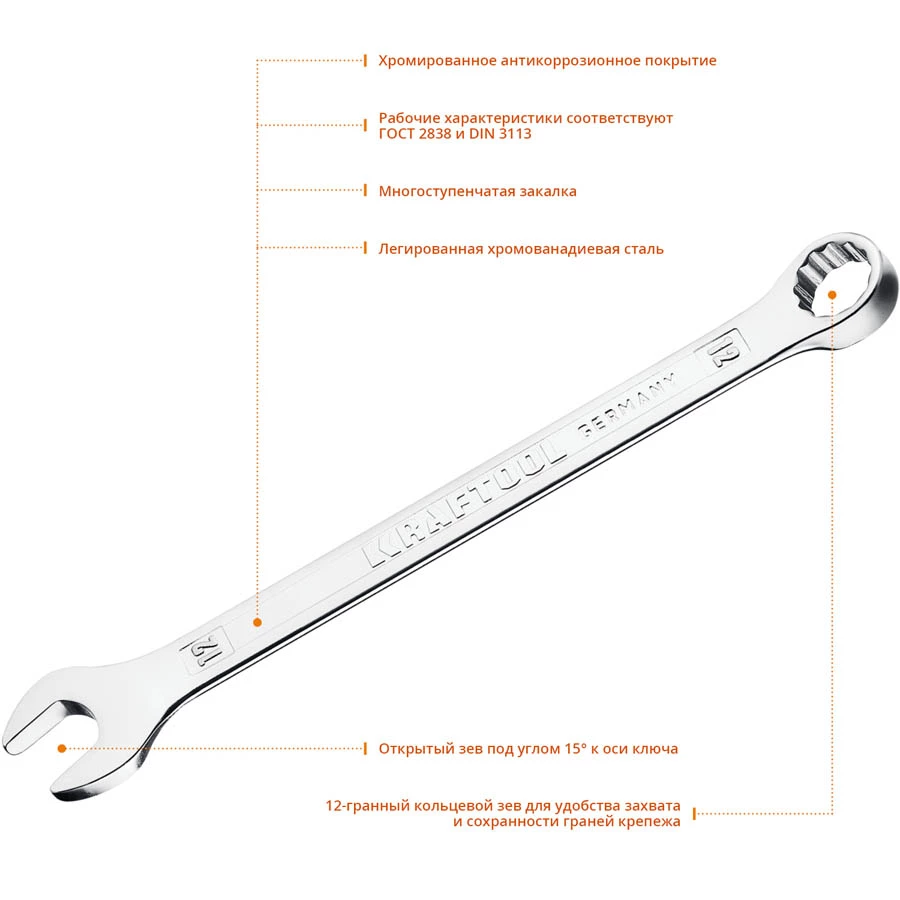 KRAFTOOL 12 мм, комбинированный гаечный ключ 27079-12_z01